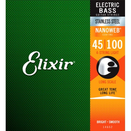 Bass guitar strings Nanoweb 45-100 Stainless Steel Elixir