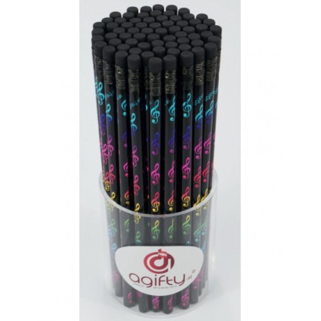 Black pencil with rainbow treble clef patterns Sebim