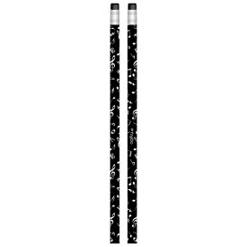 Pencil with notes pattern with eraser black Sebim