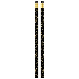 Pencil with notes pattern with eraser black/golden Sebim