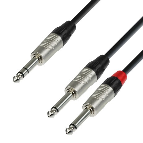 Cable 2x6.3 mono Jack/6.3m stereo Jack 3m Adam Hall