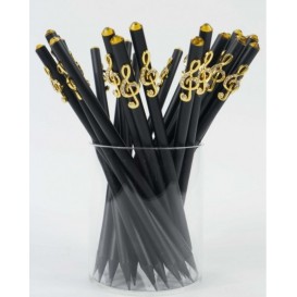 Black pencil with a golden shiny treble clef Sebim