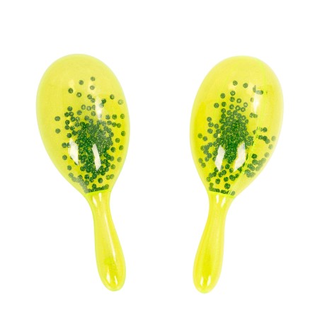 Plastic children's maracas transparent yellow Percussion Plus