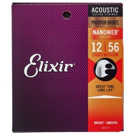 Stygos akustinei gitarai Nanoweb phosphor bronze 12-56 Elixir