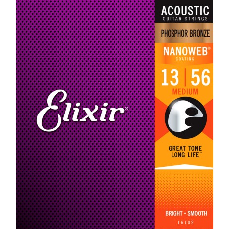 Strings for acoustic guitar phosphor bronze 13-56 Elixir