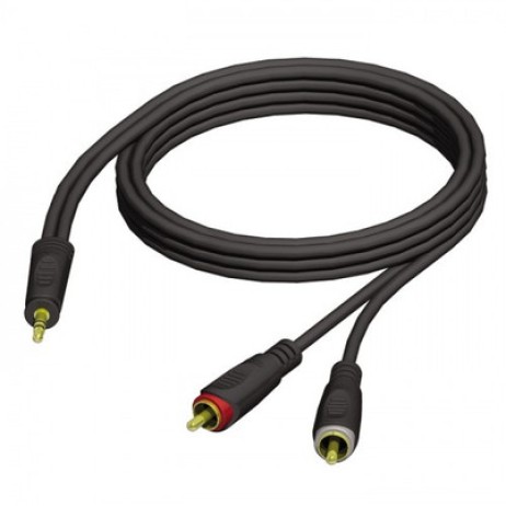 Cable stereo Jack 3.5/2xRCA male 3m Adam Hall